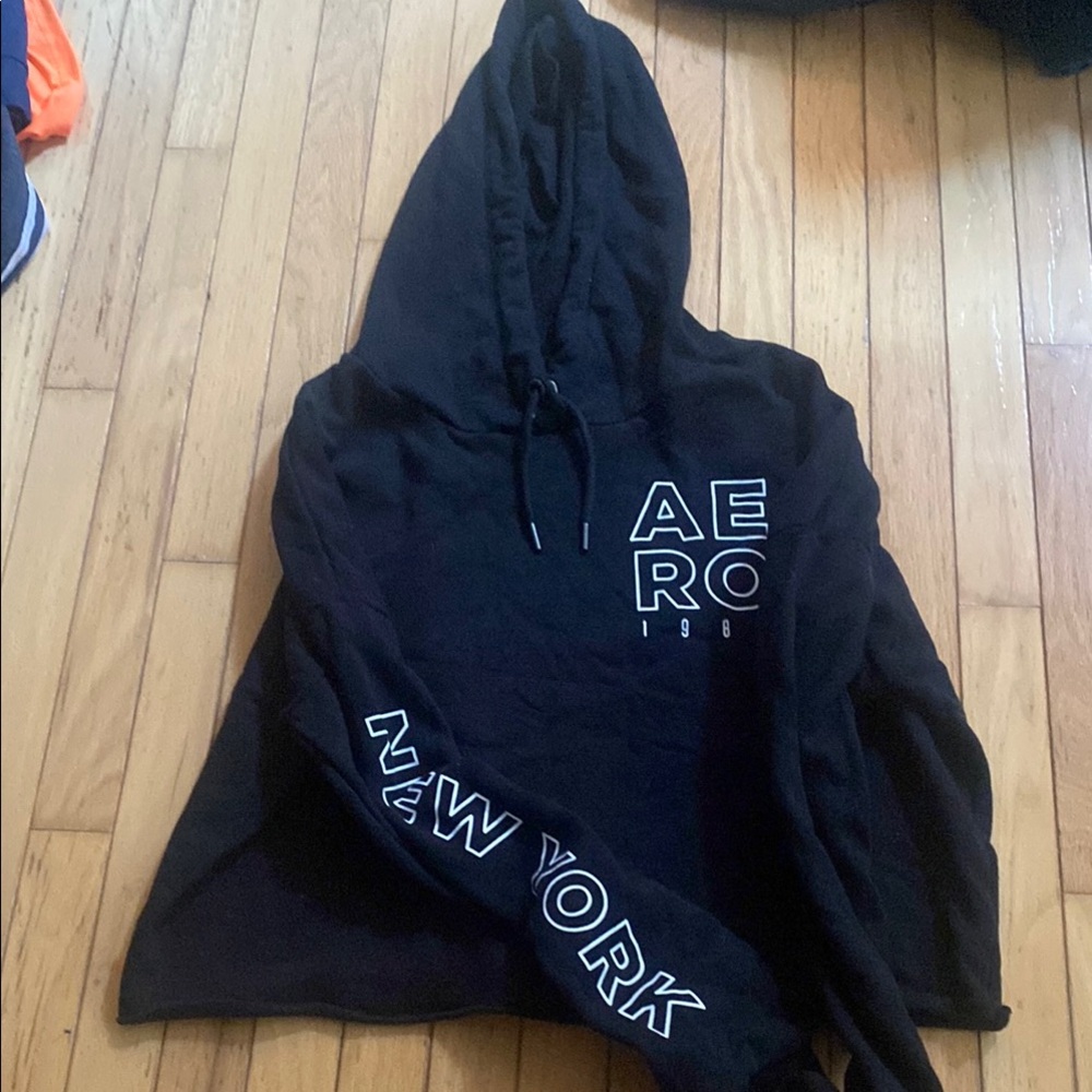 Black cropped Hoodie Sweatshirt